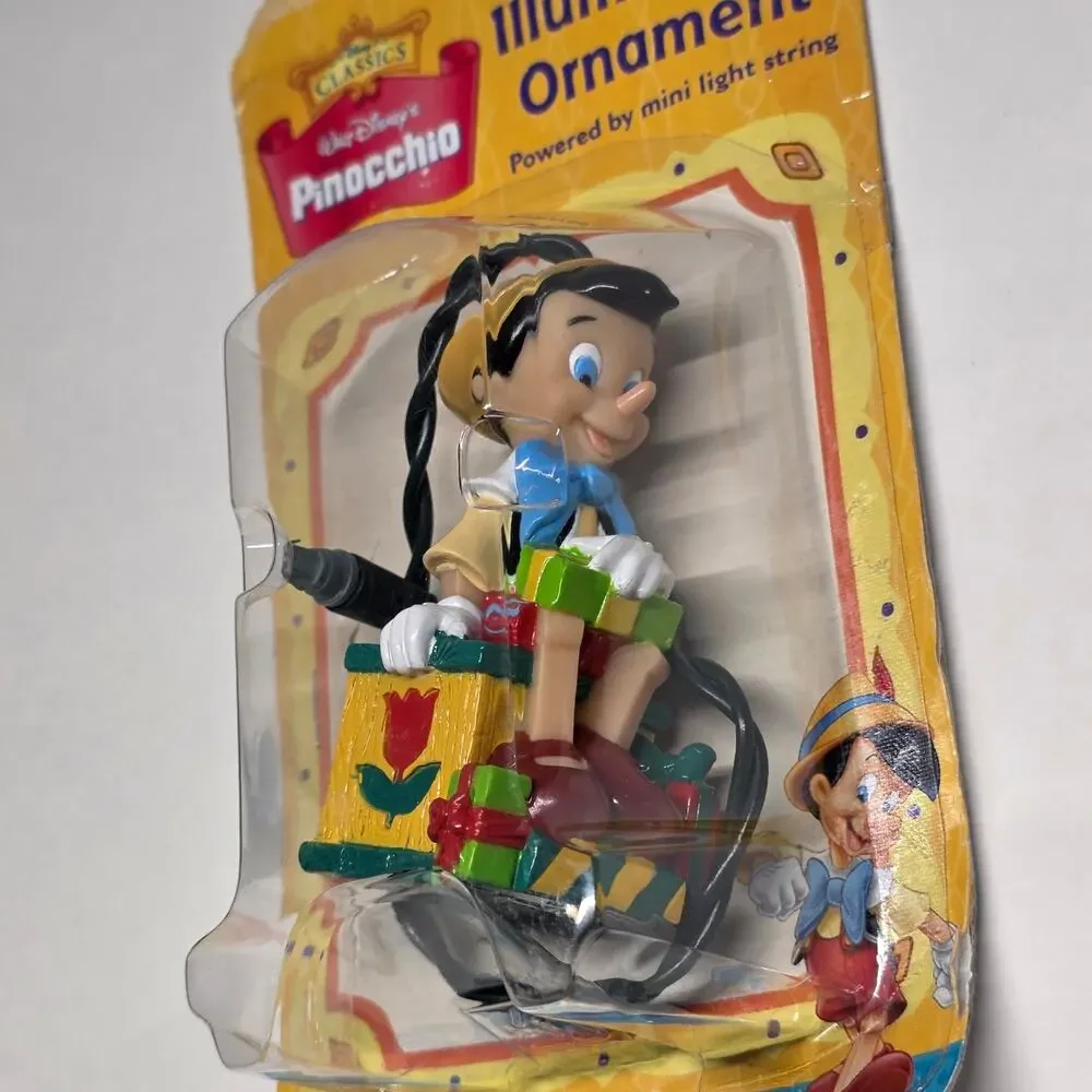Disney Pinocchio Illuminated Christmas Ornament EZ Light Santa's Best 1999 NIP